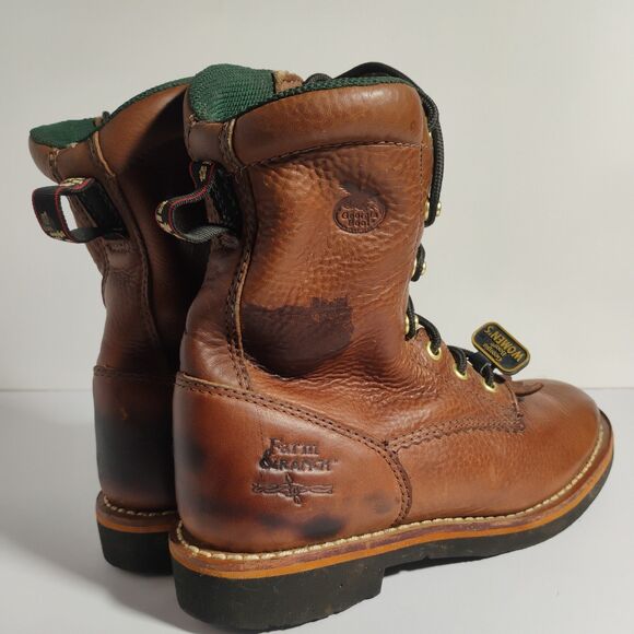 GEORGIA G3114 FARM AND RANCH BROWN LEATHER WORK LADIES 8.5 BOOTS - Picture 7 of 15